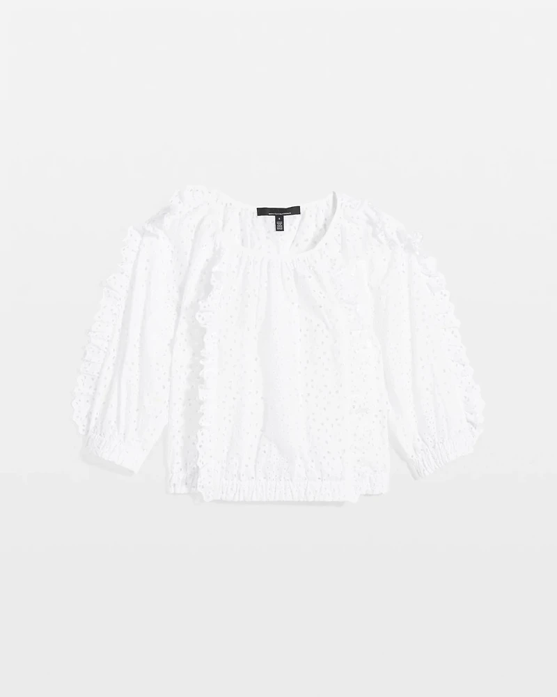 Petite Eyelet & Ruffle Blouse