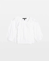 Petite Eyelet & Ruffle Blouse