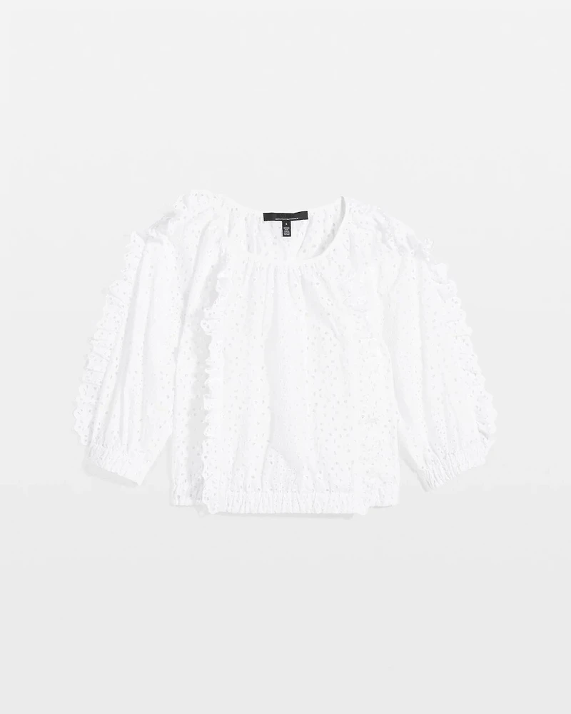 Petite Eyelet & Ruffle Blouse