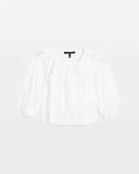 Petite Eyelet & Ruffle Blouse