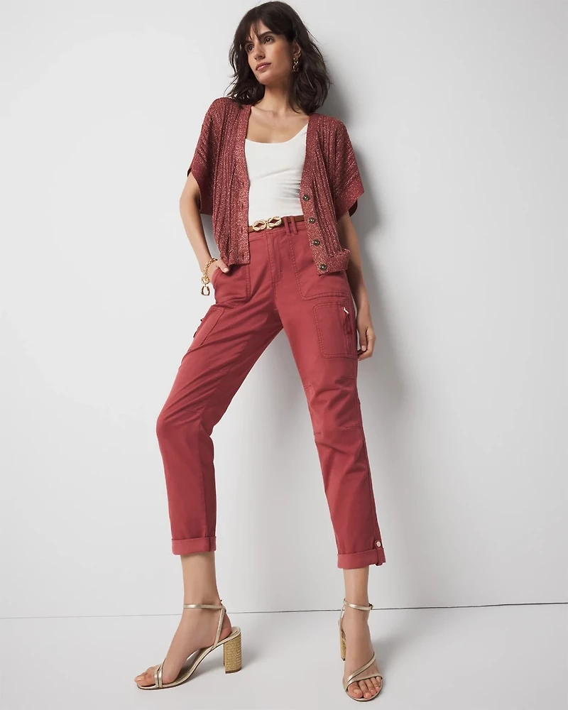 Kimono Sleeve Metallic Cardigan Sweater