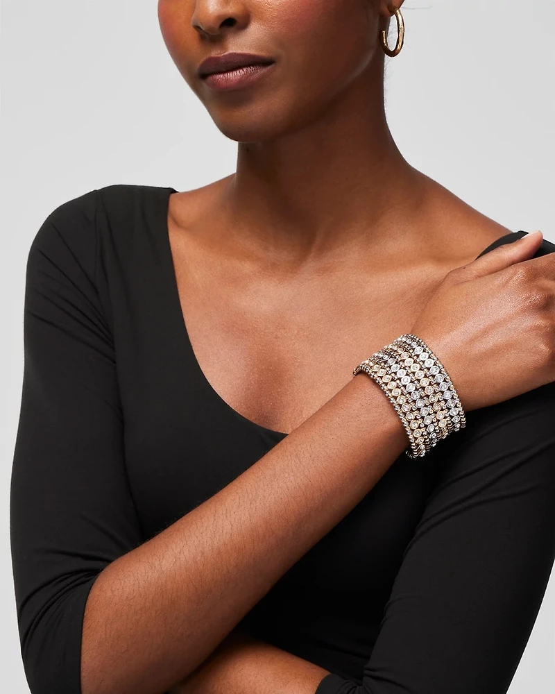 Pavé-Accent Wide Stretch Bracelet