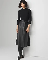 Petite 3/4 Sleeve Faux Leather Dress