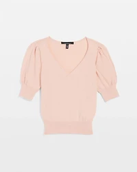 Cashmere-Blend Puff-Sleeve Sweater