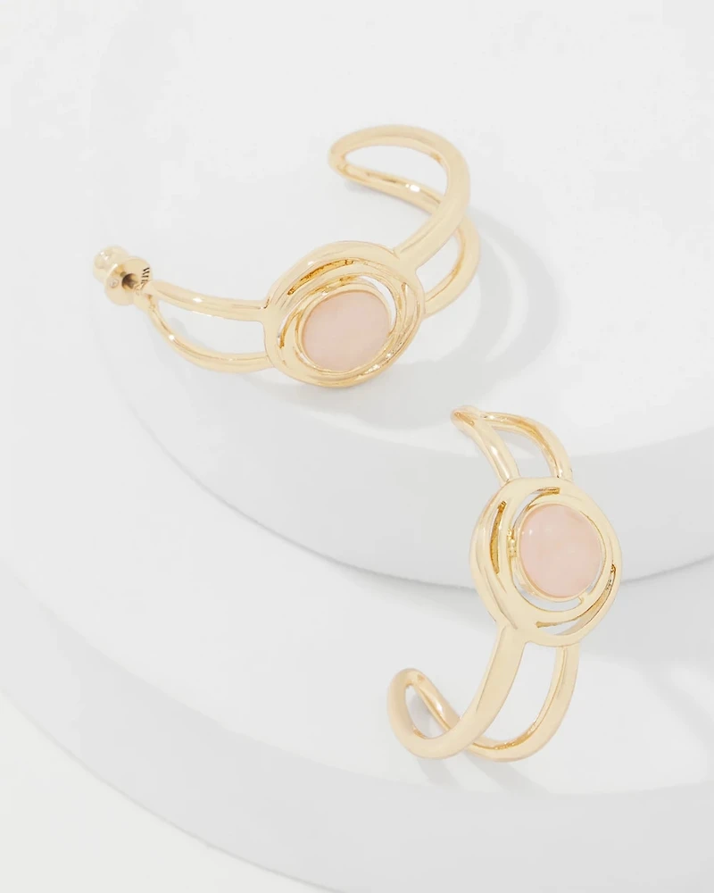 Rose Quartz Hoop Earrings