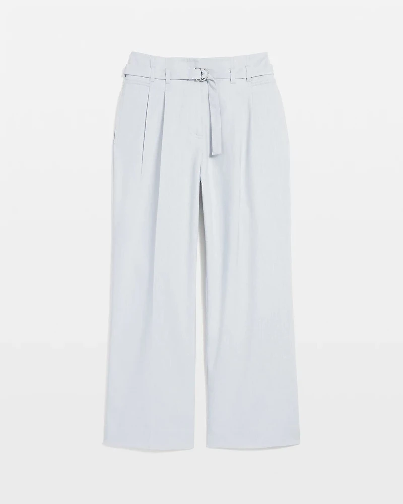 Denim-Look Wide-Leg Cropped Pant
