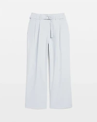 Denim-Look Wide-Leg Cropped Pant