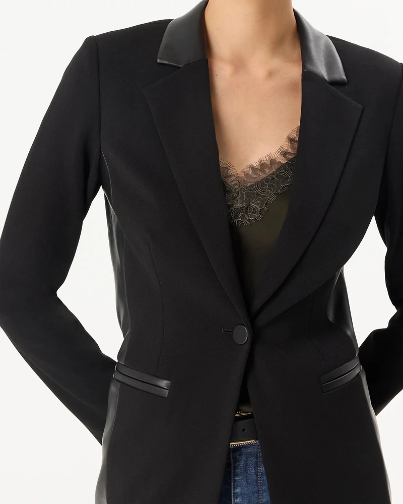 Petite WHBM® Knit Crepe One-Button Blazer