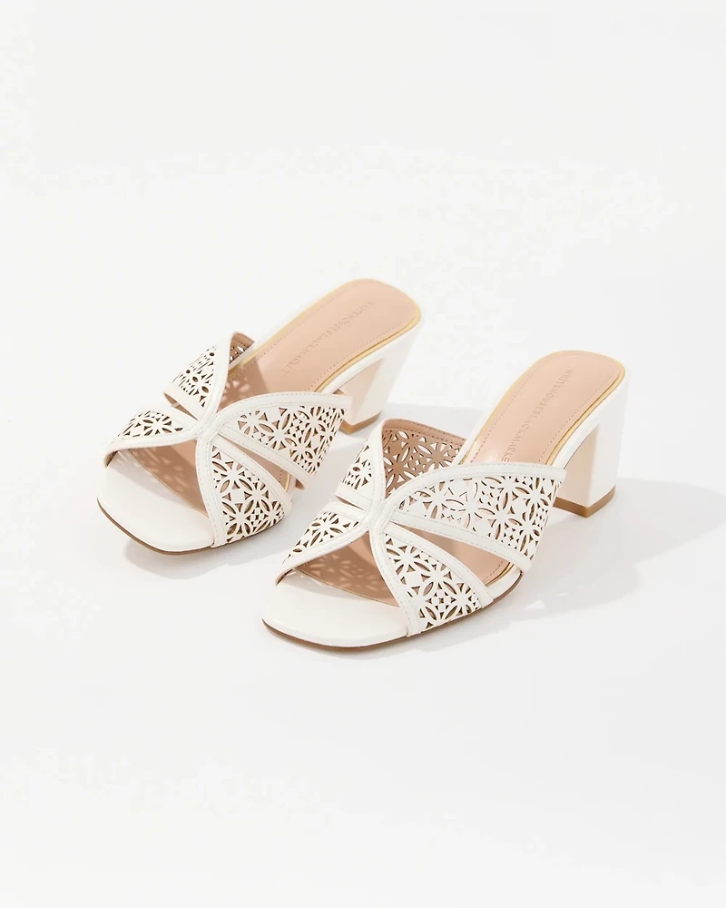 Cutwork Heeled Sandals