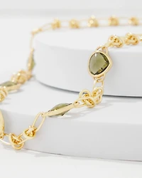 Olive + Gold Single Strand Necklace