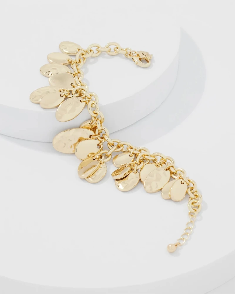 Gold Hammered Disc Bracelet