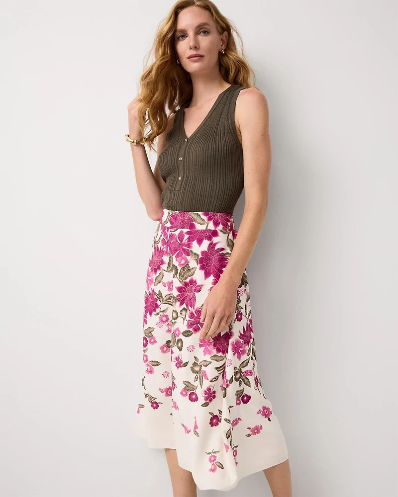 Floral A-line Midi Skirt