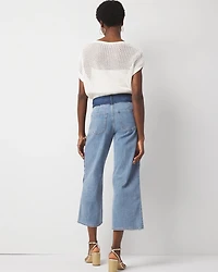 Extra High-Rise Colorblocked Wide Leg Cropped Jean