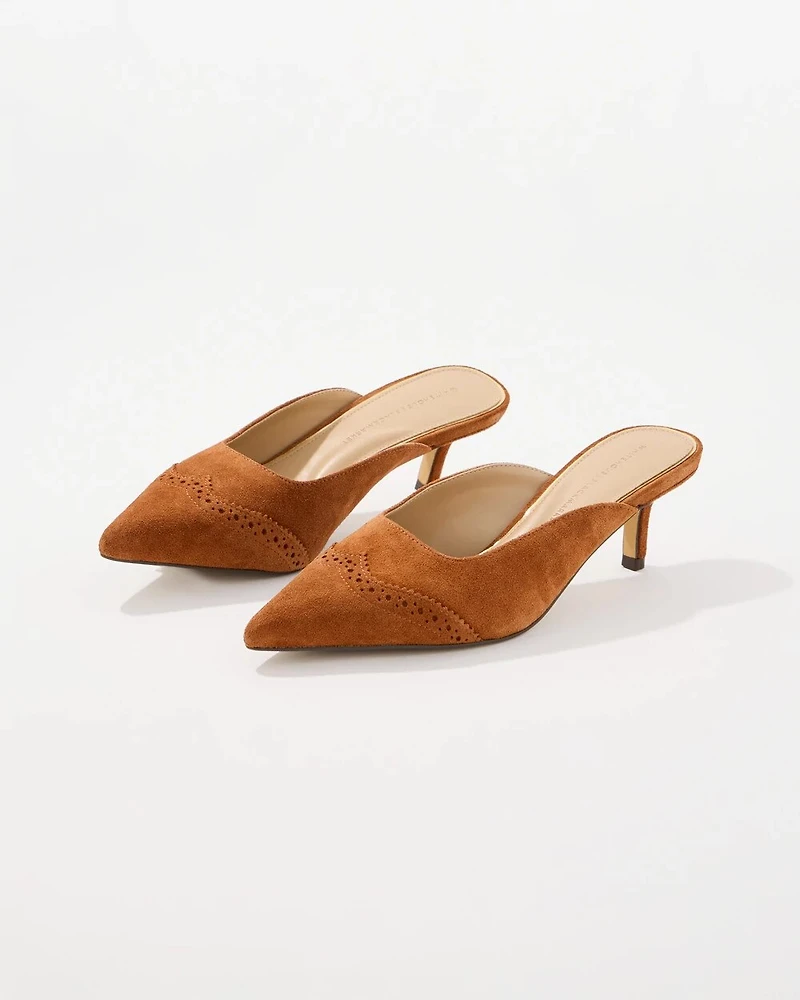 Suede Kitten Heel Mules
