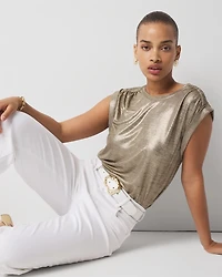 Gold Foil Braided Shoulder Tee