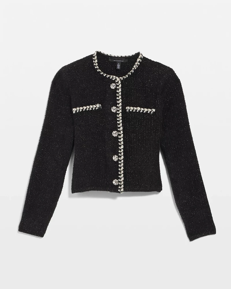 Black and White Tweed Sweater Jacket