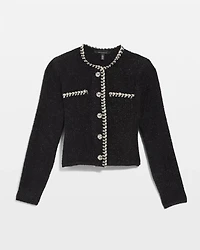 Black and White Tweed Sweater Jacket