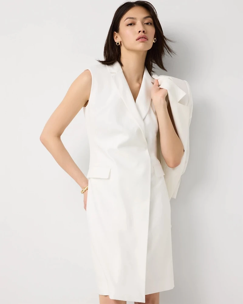 Petite Crosshatch Faux Warp Blazer Dress