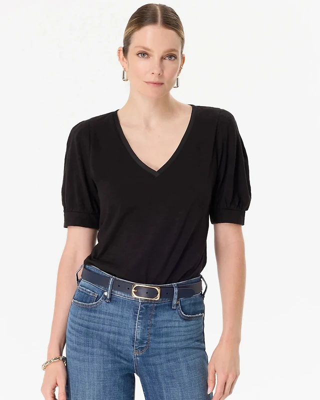 Puff Sleeve V-neck Tee