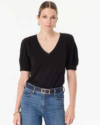 Puff Sleeve V-neck Tee