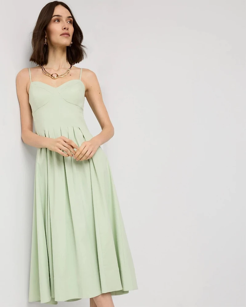 Corset Poplin Midi Dress