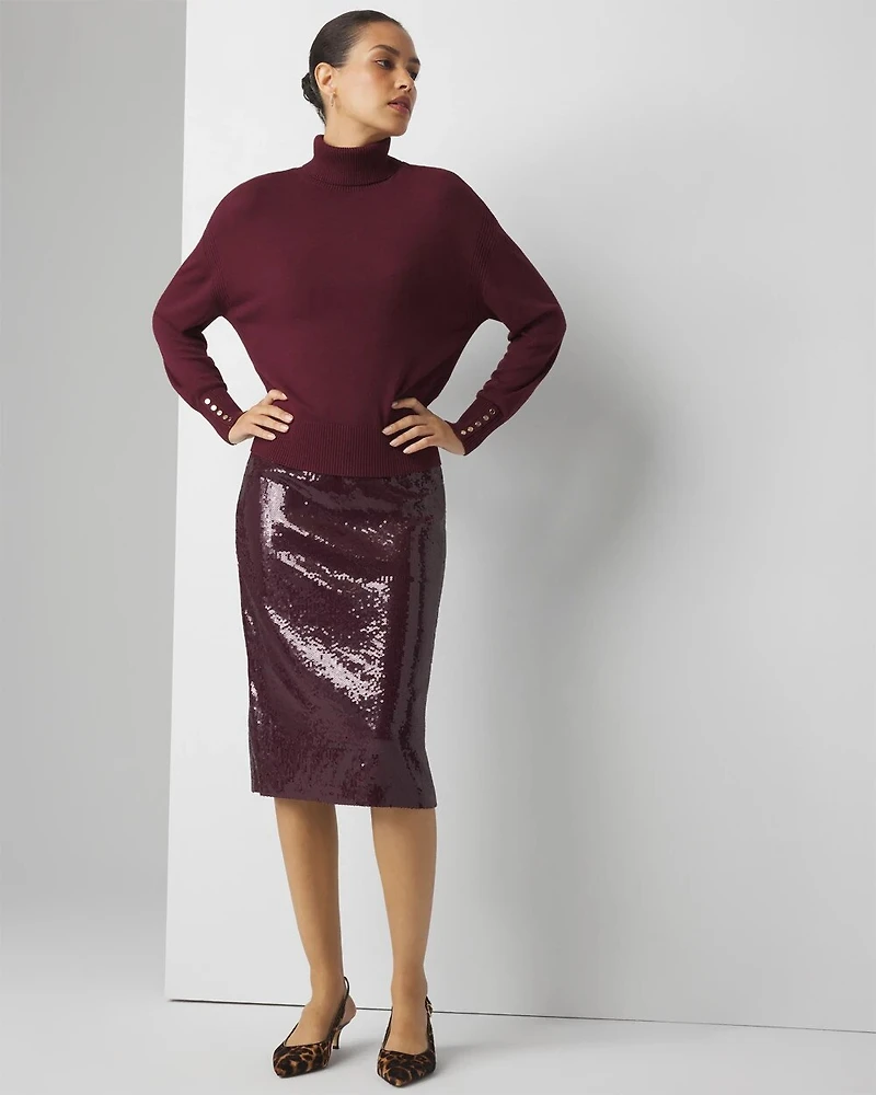 Petite Sequin Midi Skirt