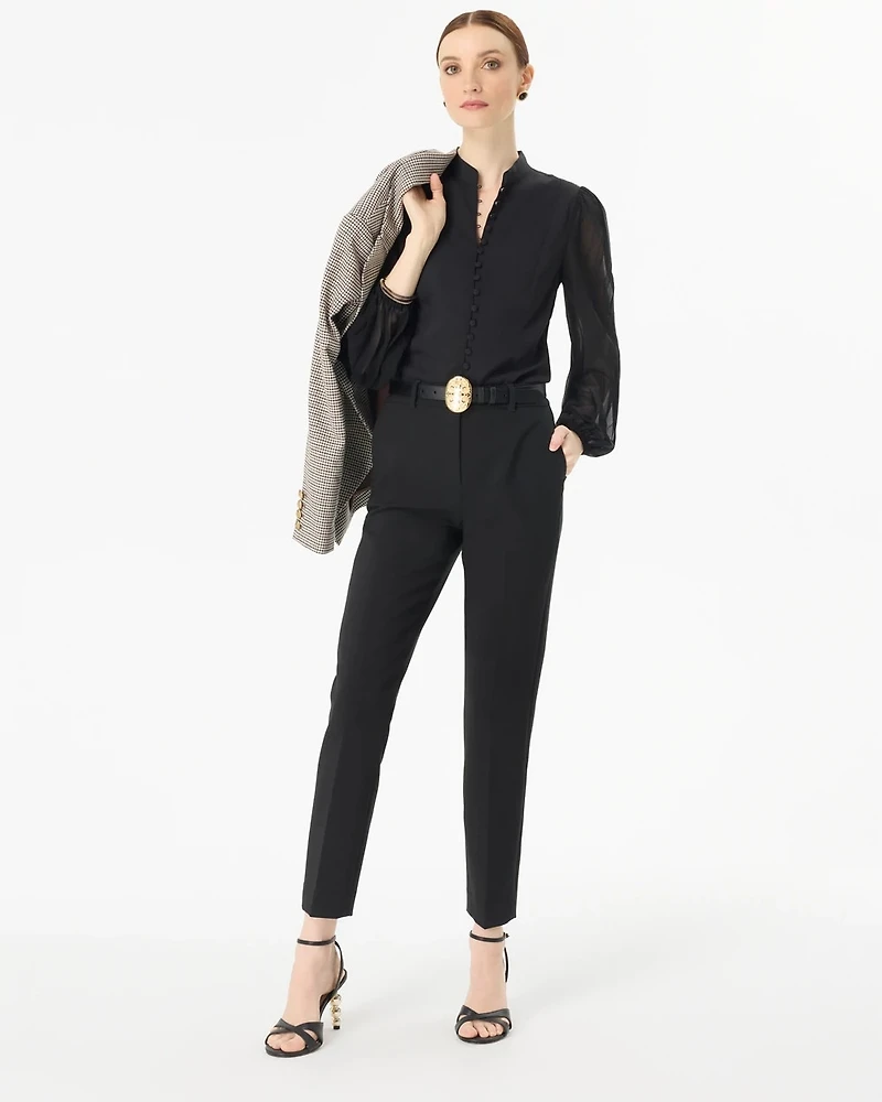 Crepe + Chiffon Button Front Blouse