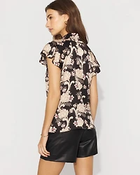 Flutter-Sleeve Satin Shirt