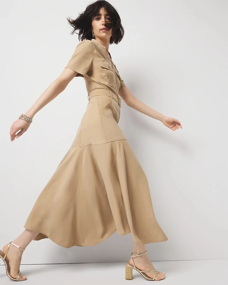 Short-Sleeve Utility Shirt Dress