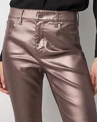 High Rise Metallic Coated Bootcut Jean