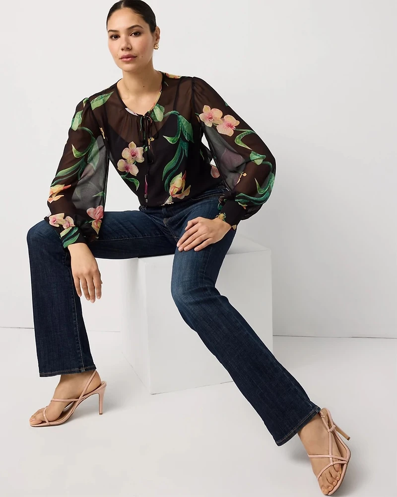 Chiffon Tie-Neck Blouse