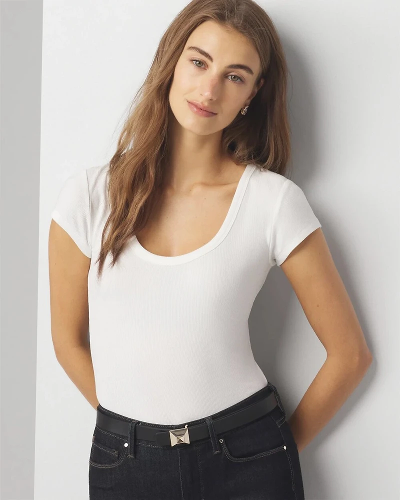 WHBMFORME™ Soft Rib Scoop Neck Tee