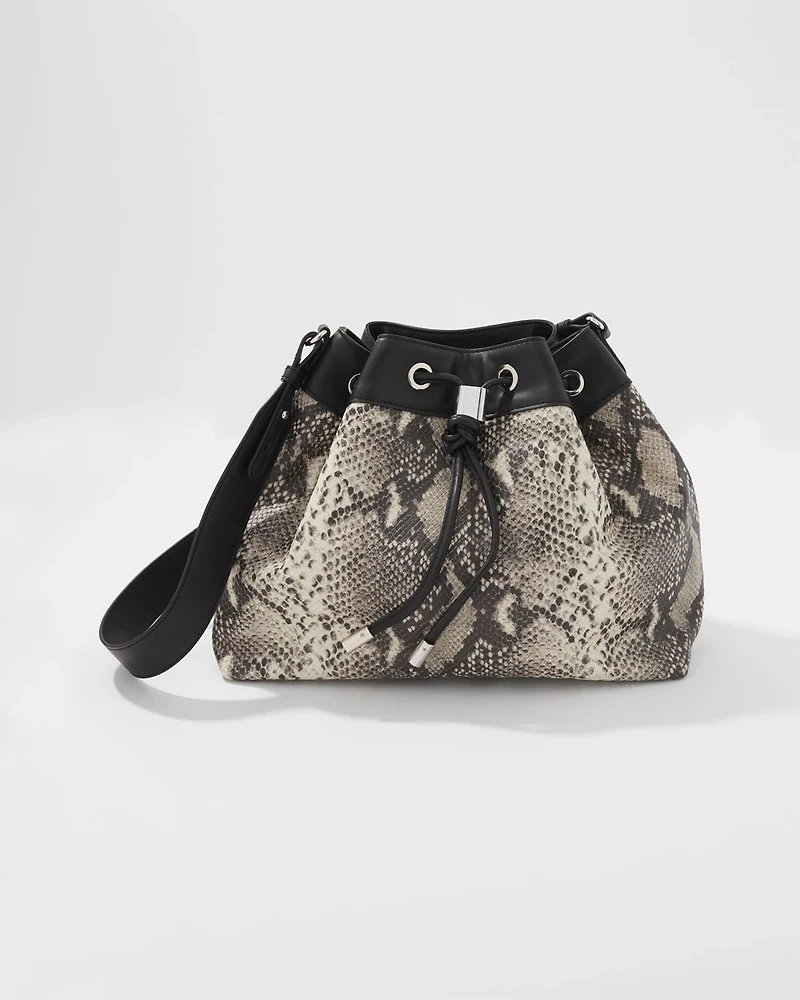 Python Drawstring Bucket Bag