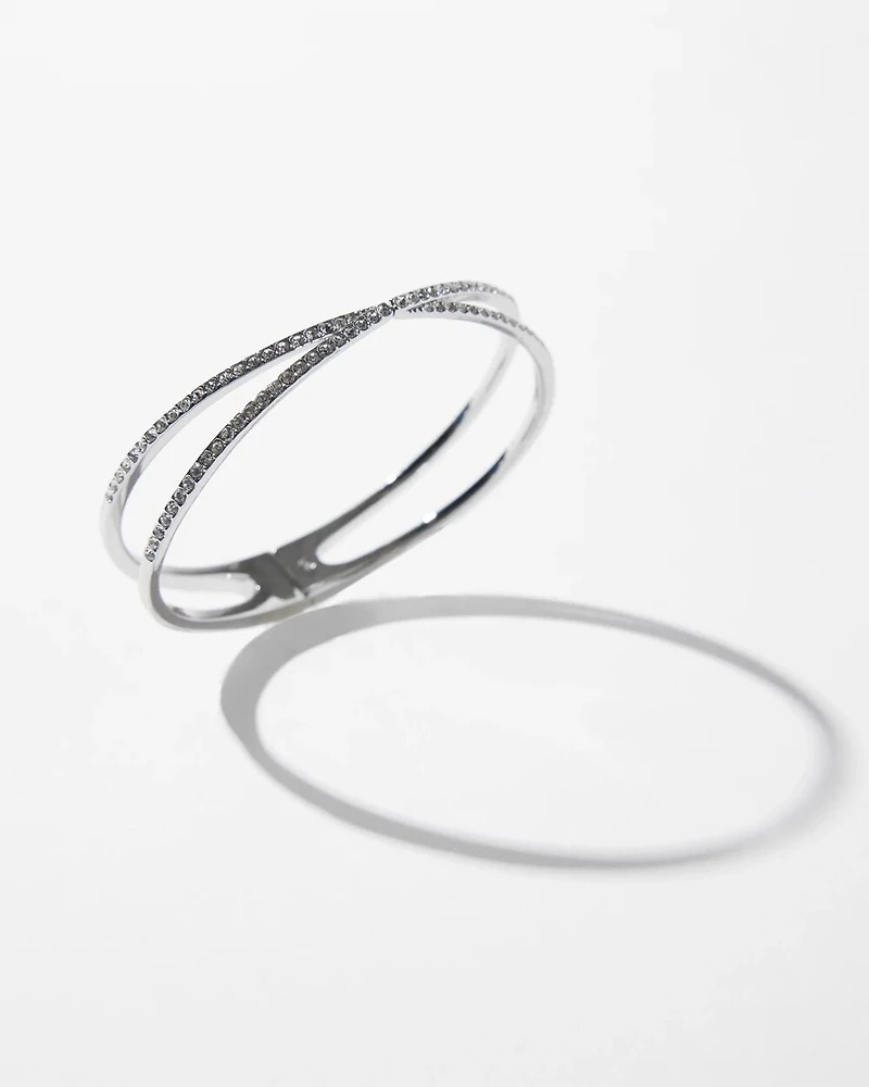 Silver Criss-Cross Hinge Bracelet