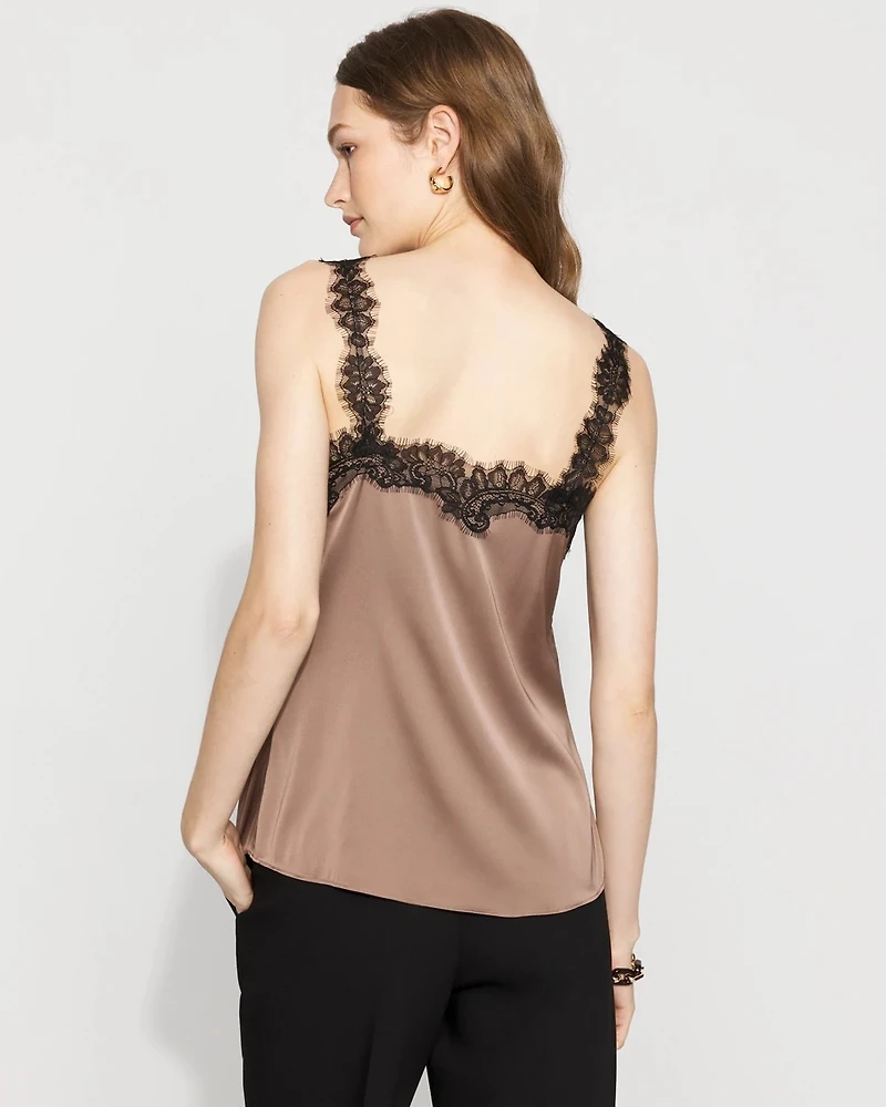 Lace Trimmed Satin Camisole