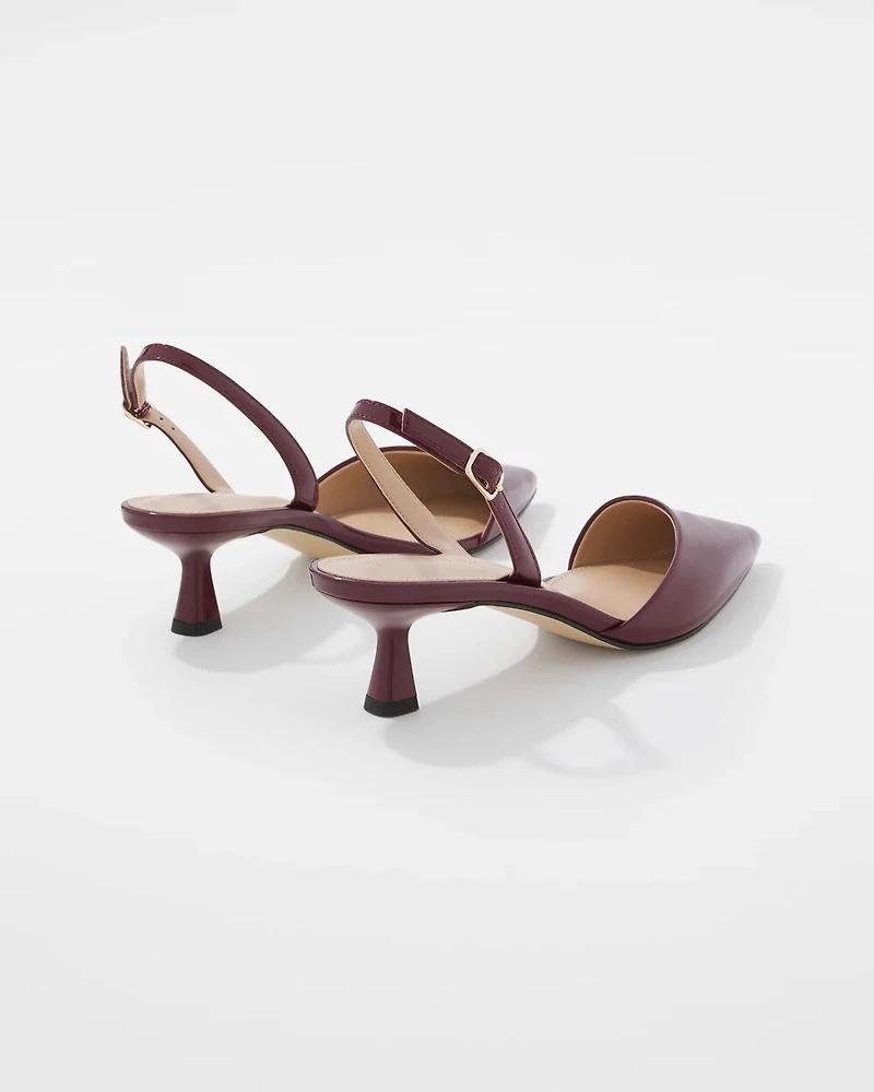 Faux Leather Asymmetrical Slingback Pump
