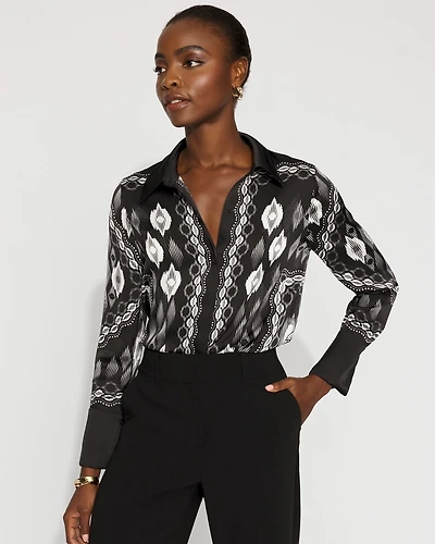 Satin Tuxedo Cuff Shirt