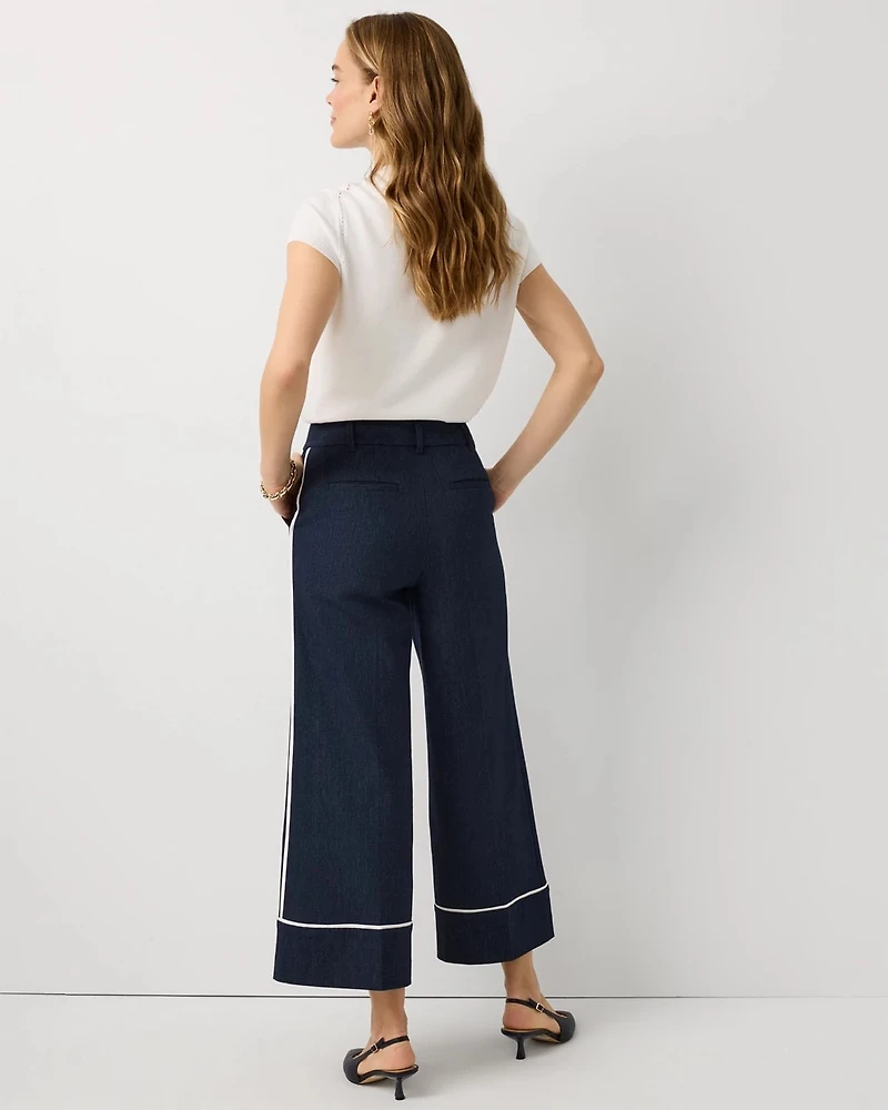 Denim-Look High Rise Wide Leg Crop