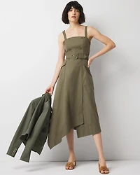 Petite Asymmetric Trench Midi Dress