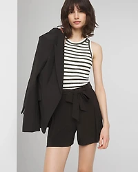 Pleated Matte Jersey Shorts