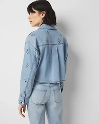 Petite Embellished Denim Shacket