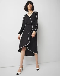 Petite Contrast Ruffle Midi Dress