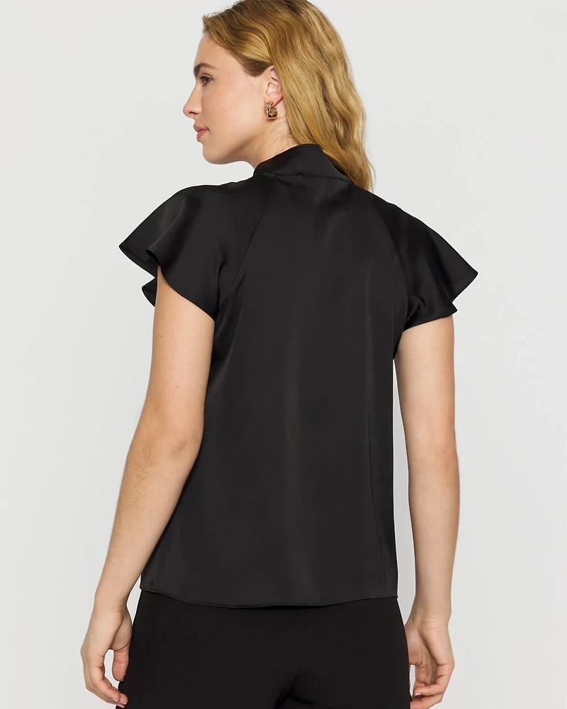 Flutter-Sleeve Satin Shirt