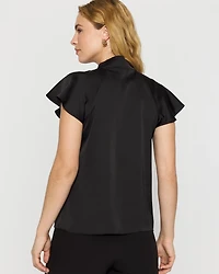 Flutter-Sleeve Satin Shirt