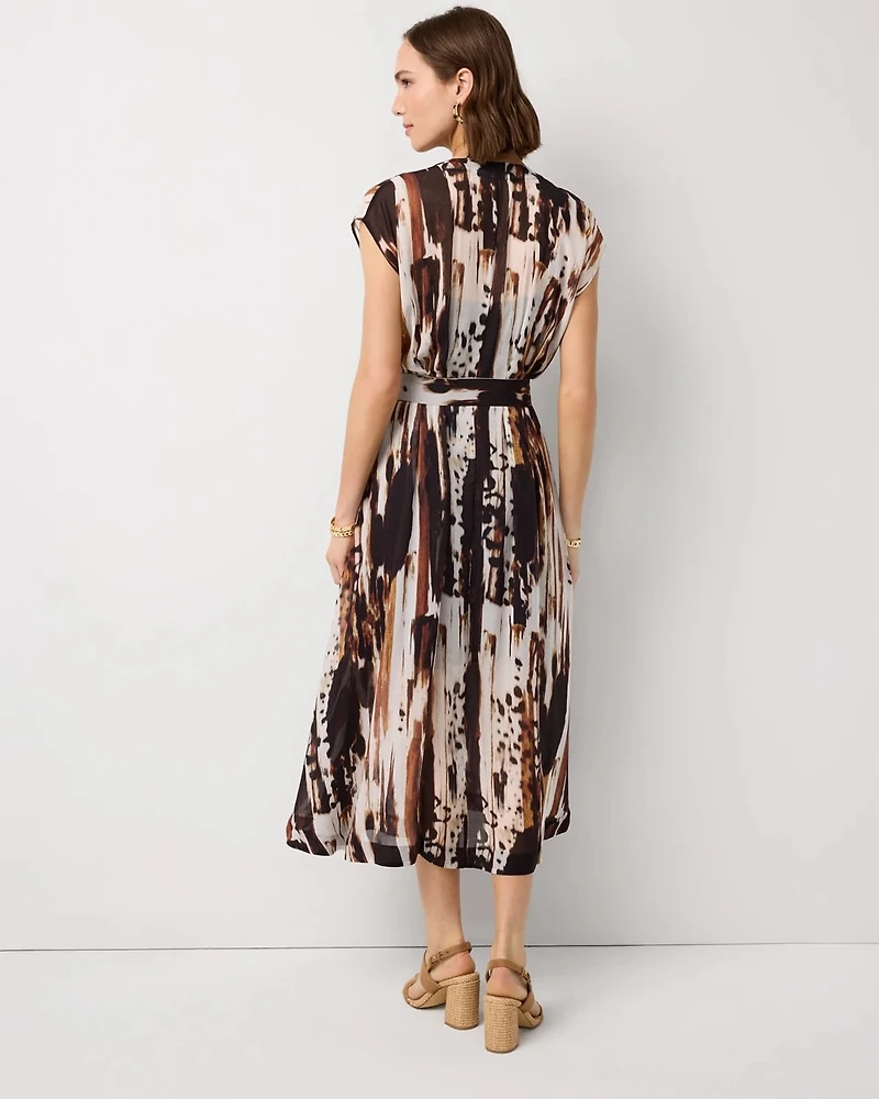 V-neck Tie-Waist Midi Dress