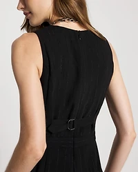 Metallic Pinstripe Crepe Jumpsuit