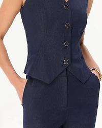Denim-Look Four-Button Vest