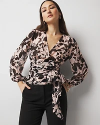 Tie-Waist Chiffon Blouse