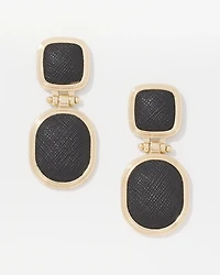 Black Textured Leather Drop Earrings