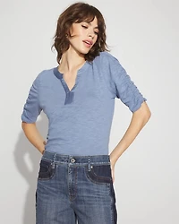 Ruched Sleeve Cotton + Modal Slub Tee